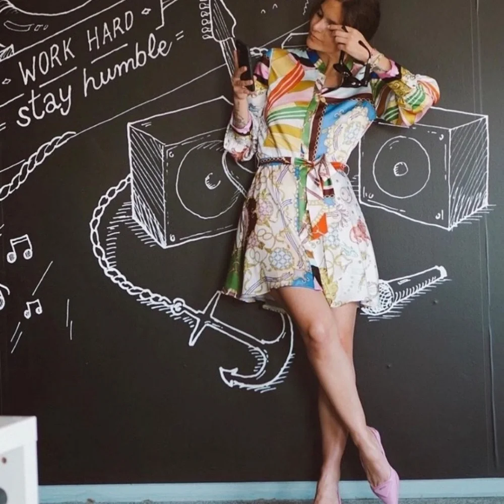 ZARA PRINTED MINI DRESS Medium - Picture 8 of 13